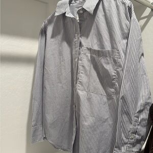 Abercrombie & Fitch Navy and White Striped Shirt